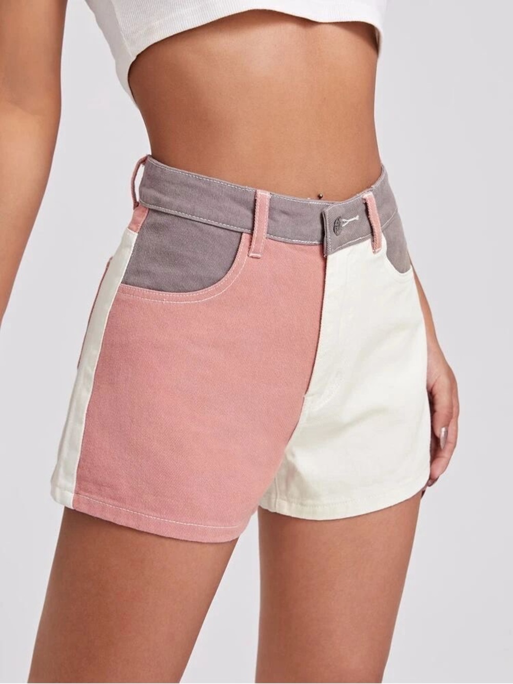Colour block Jean Shorts
